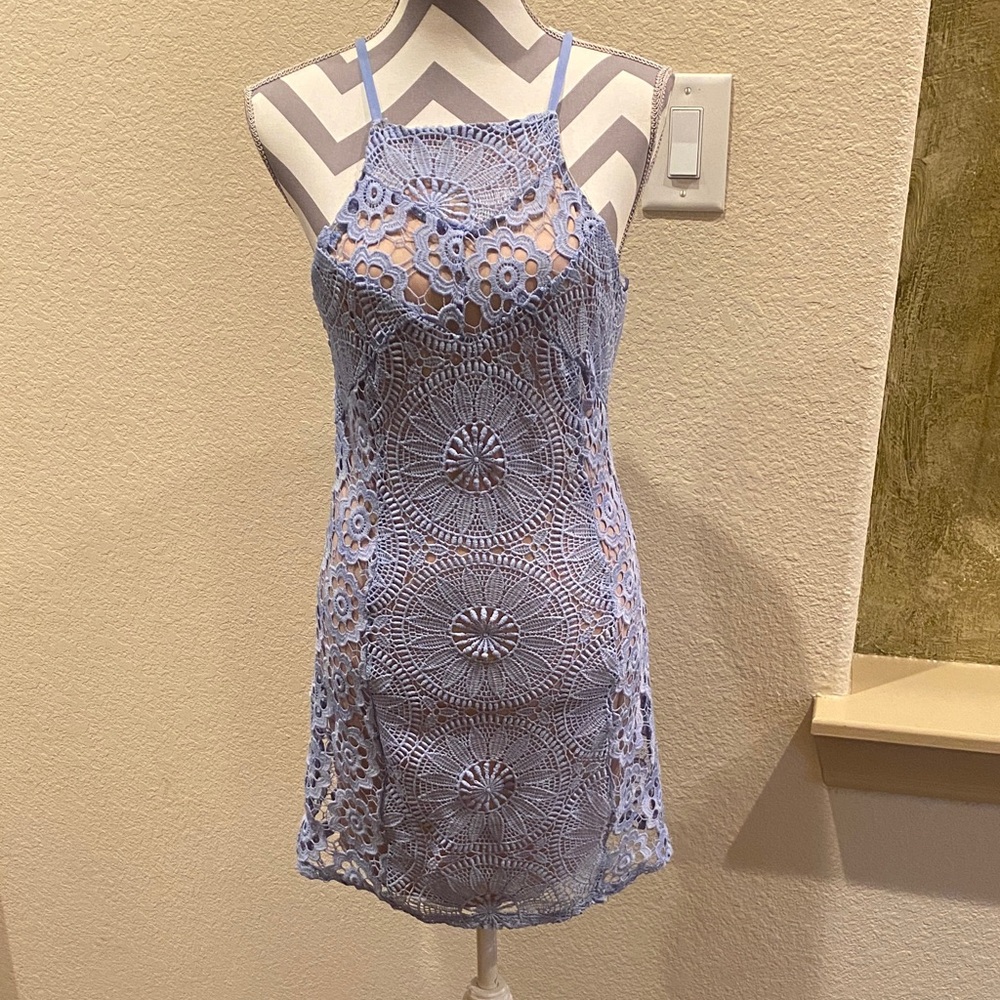 Francesca’s blue lace halter dress